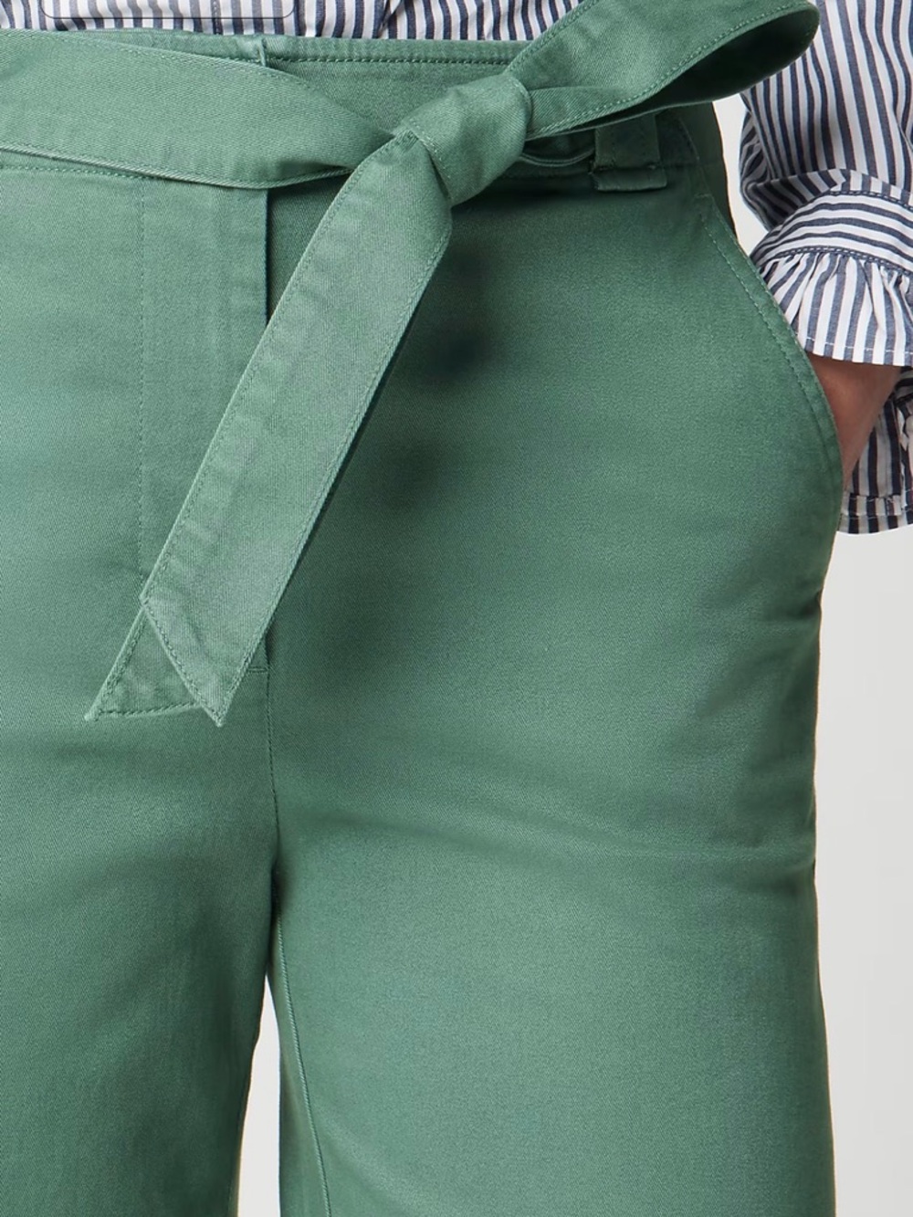 JCrew NWT High-Rise Tie-Waist Wide Leg Pants - Green - Picture 2 of 6